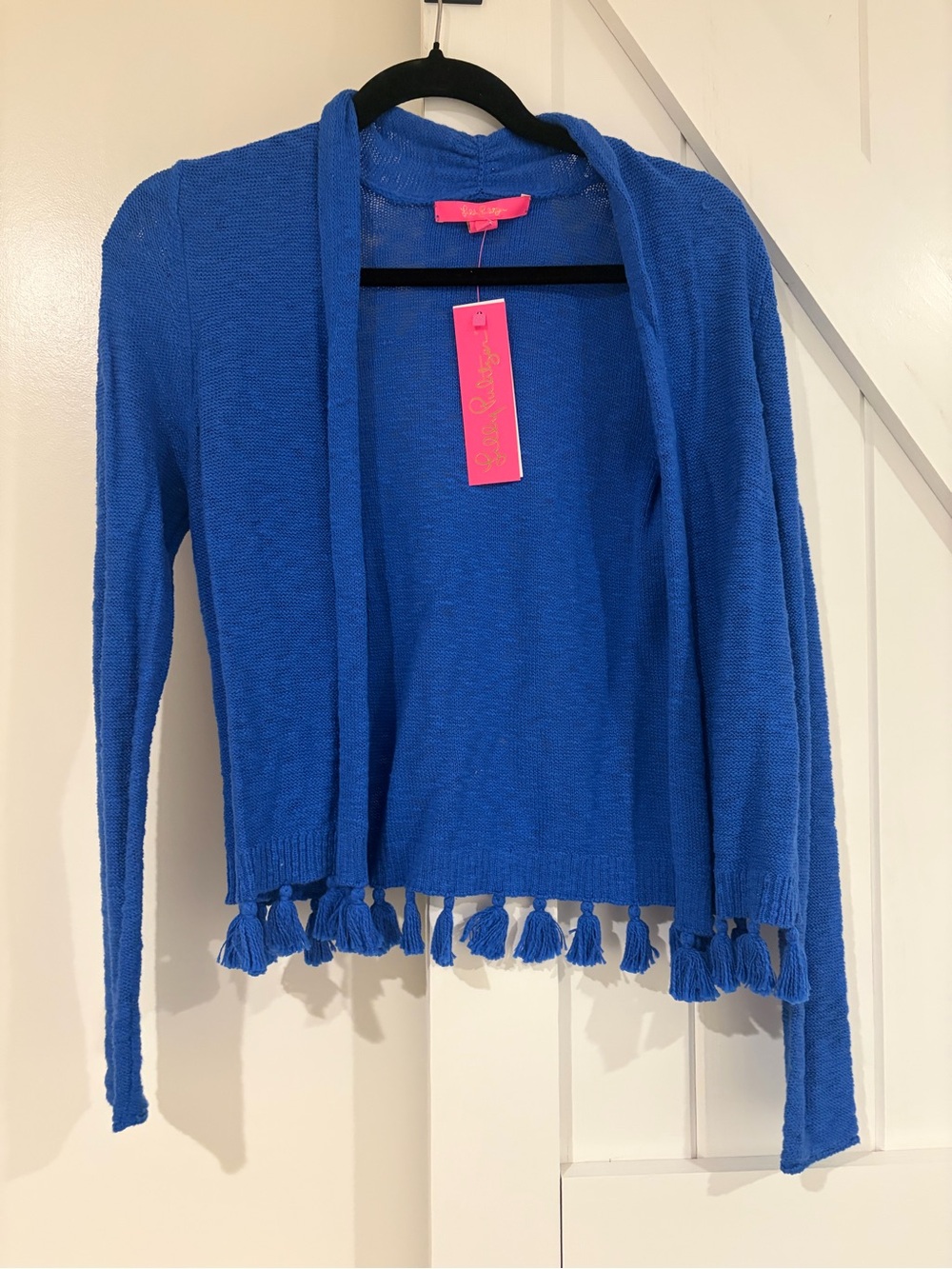 Lilly Pulitzer Bright Royal Blue Tassel-Hem Open Faretta Cardigan